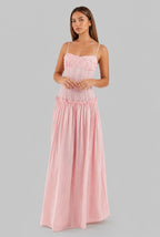 Drop Waist Corset Bodice Maxi Dress