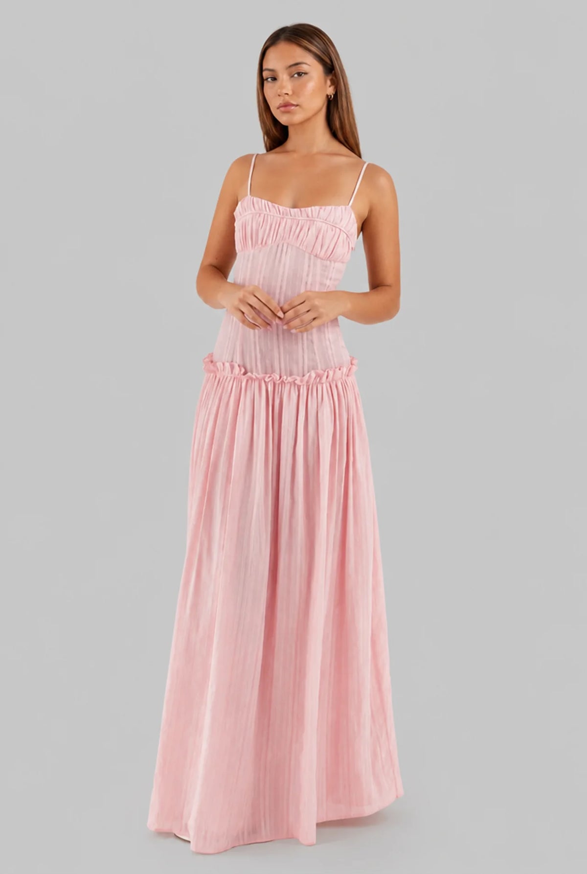 Drop Waist Corset Bodice Maxi Dress
