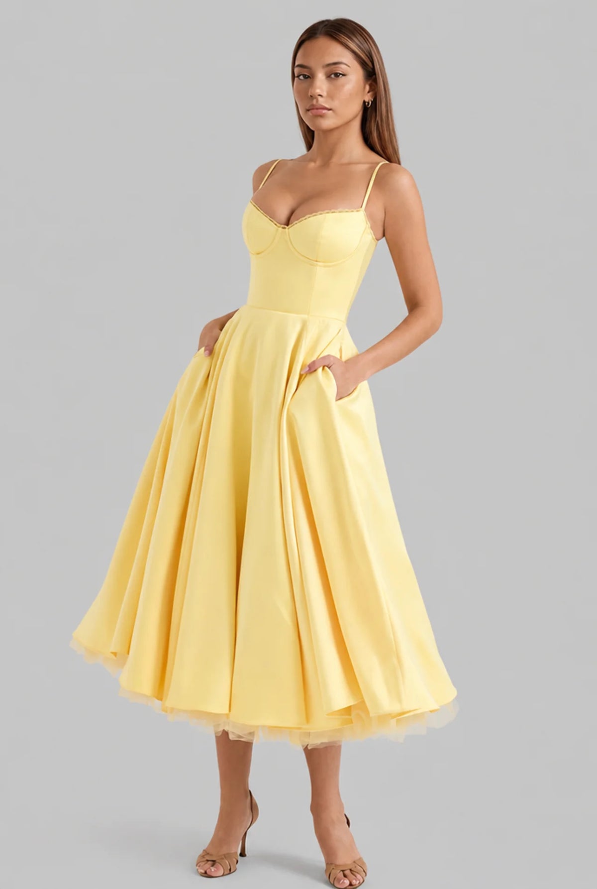 Satin Corset Midi Dress