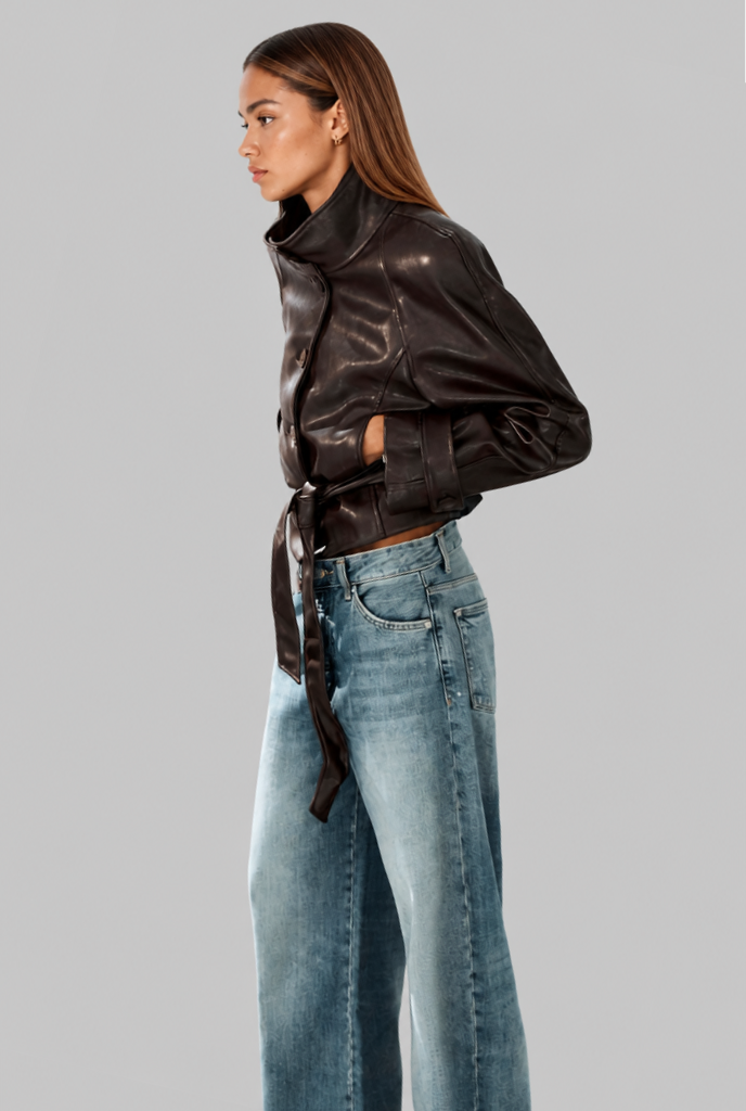 Fitted Faux Leather Jacket