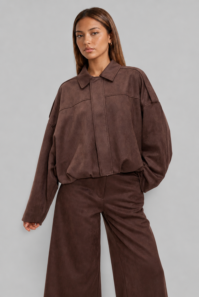 Faux Suede Bomber Jacket