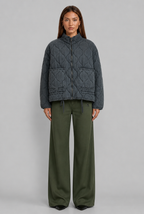 Quilted Wave Stitch Zip Jacket