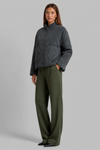 Quilted Wave Stitch Zip Jacket