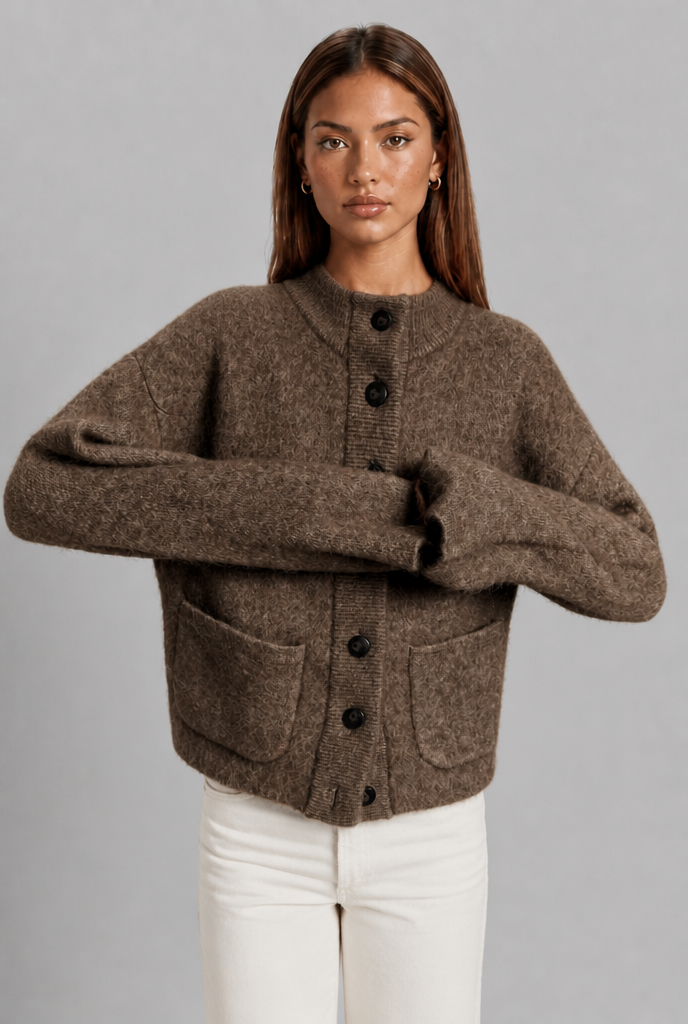 Chunky Knit Funnel Neck Cardigan