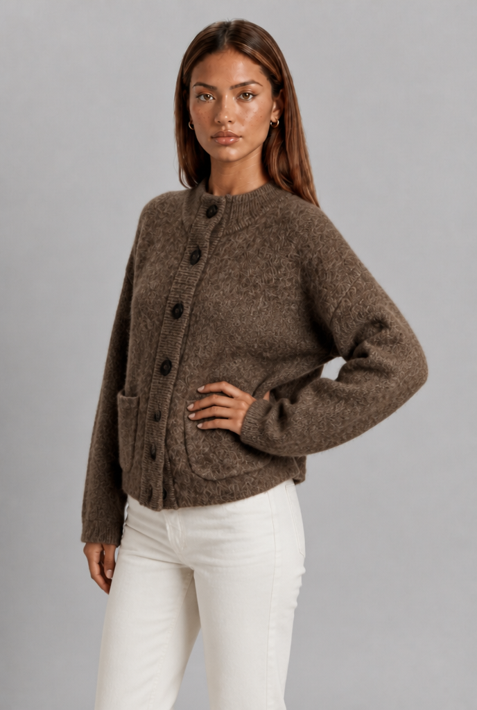 Chunky Knit Funnel Neck Cardigan