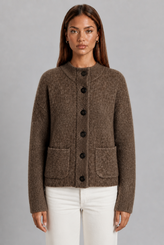 Chunky Knit Funnel Neck Cardigan