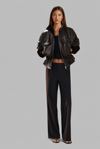 Oversized Faux Leather Bomber Jacket
