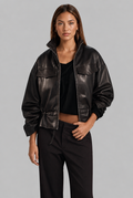 Oversized Faux Leather Bomber Jacket