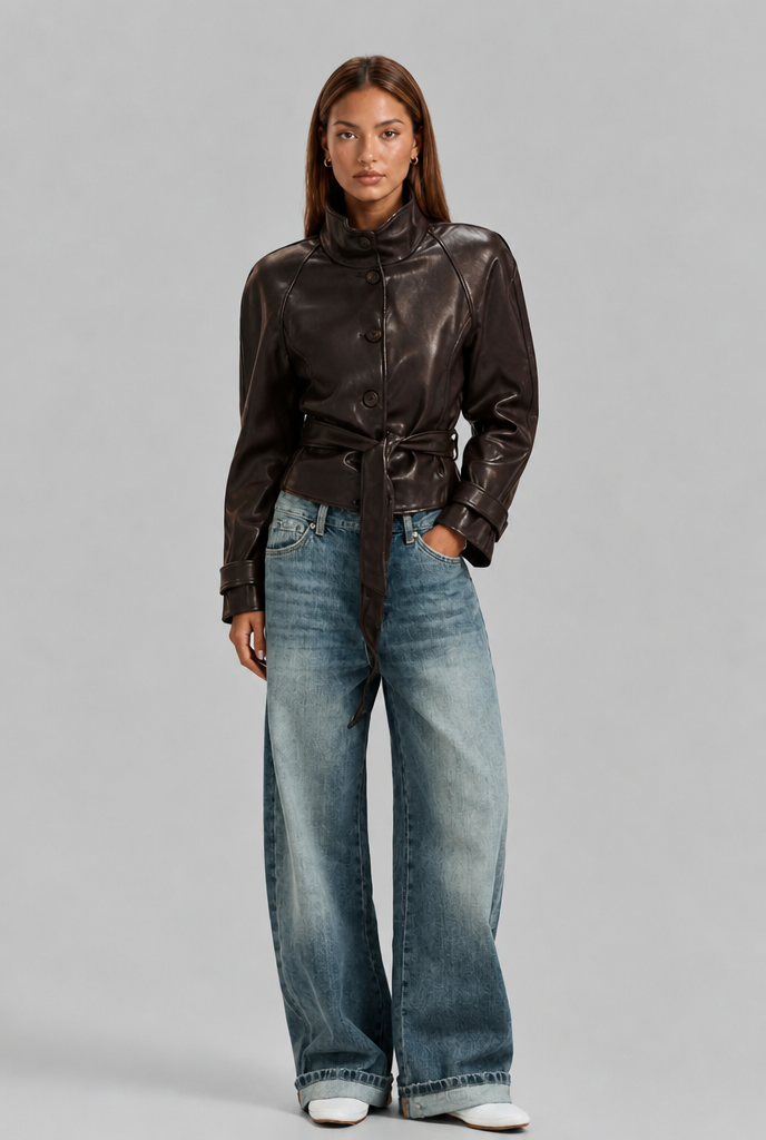 Fitted Faux Leather Jacket