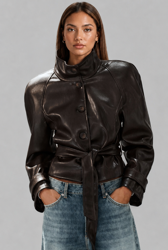 Fitted Faux Leather Jacket