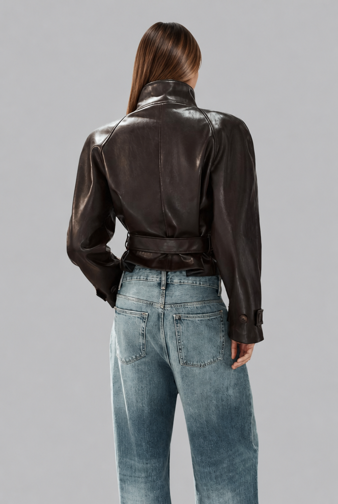 Fitted Faux Leather Jacket