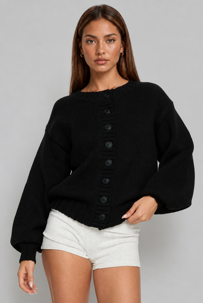 Oversized Ribbed Knit Cardigan