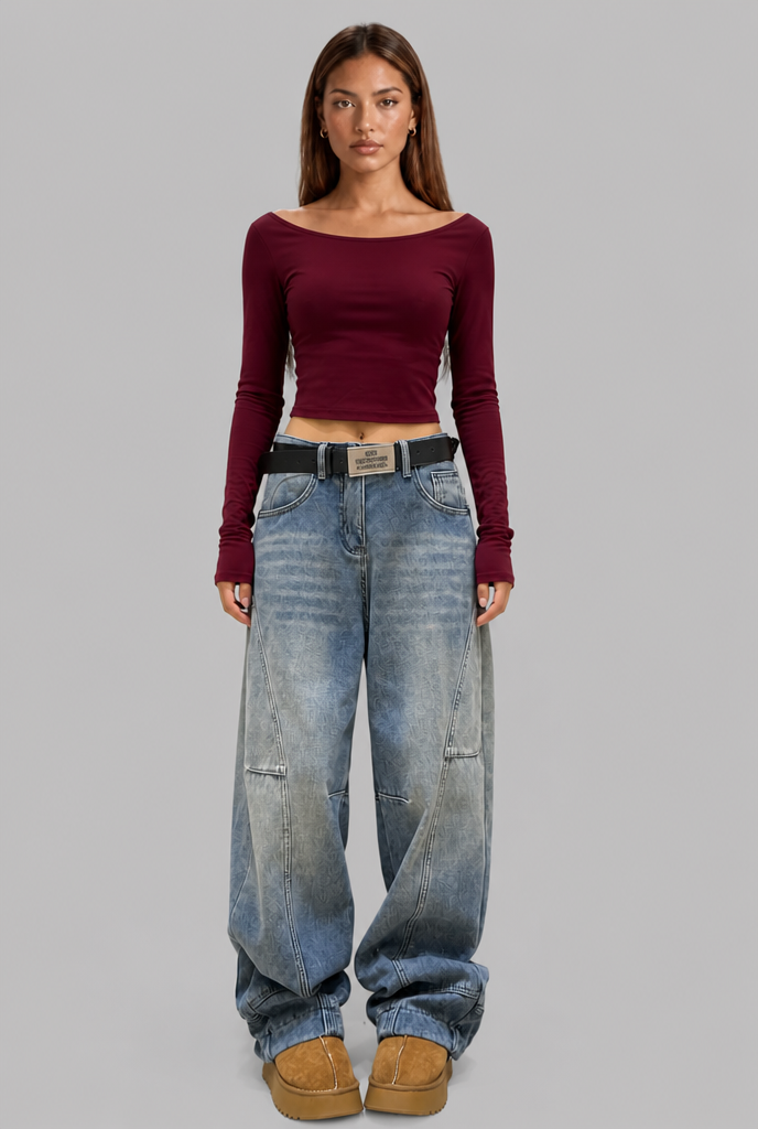 Baggy Jeans with Knee Panel Detail