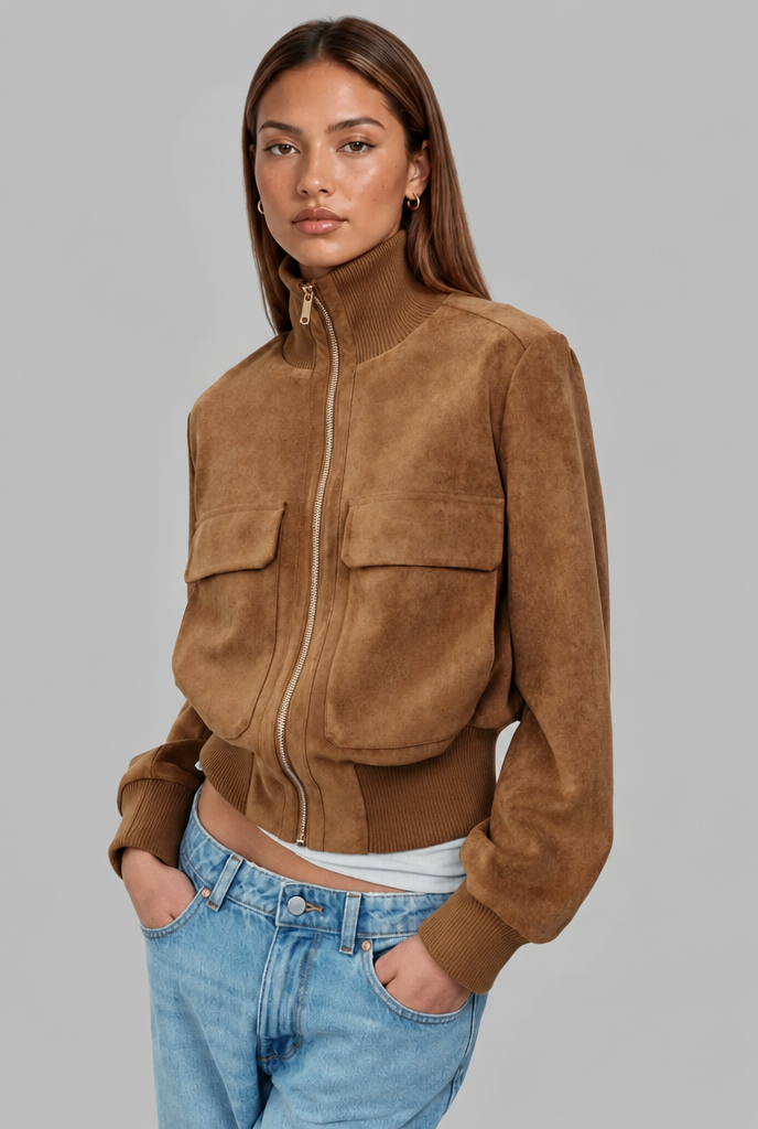 Suede Look Bomber Jacket