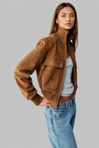 Suede Look Bomber Jacket