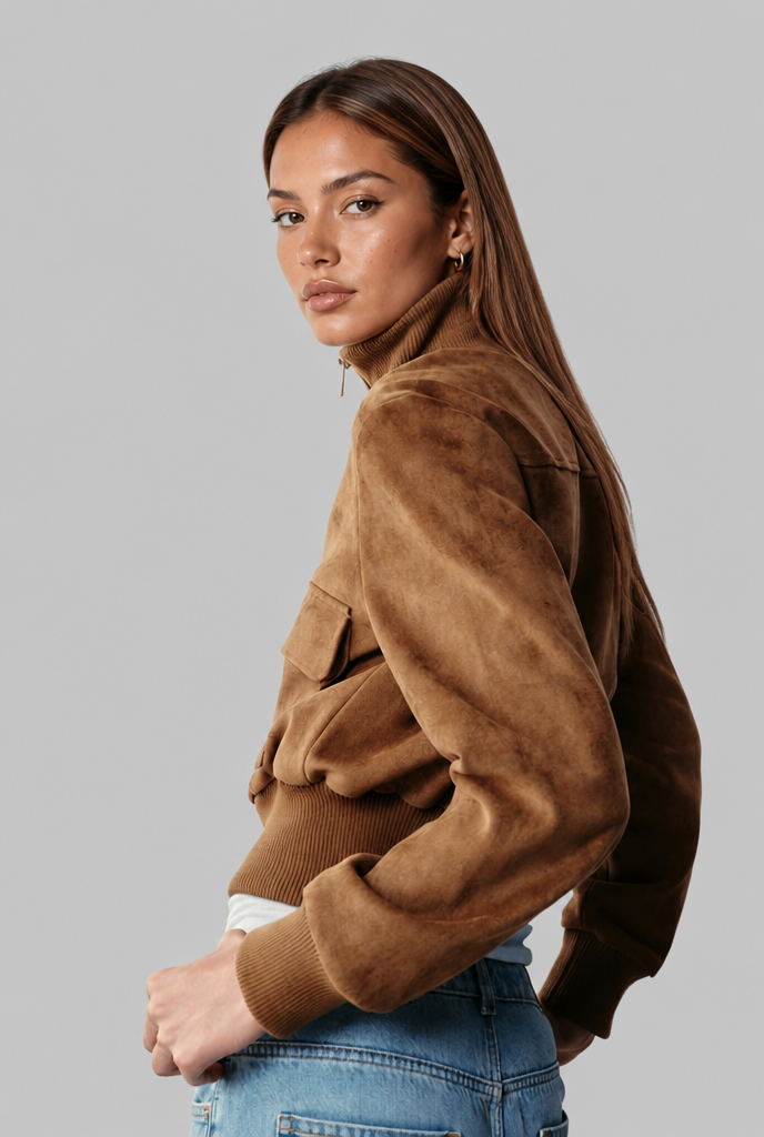 Suede Look Bomber Jacket