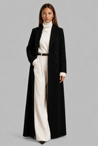 Longline Double-Breasted Wool-Look Coat