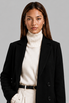 Longline Double-Breasted Wool-Look Coat