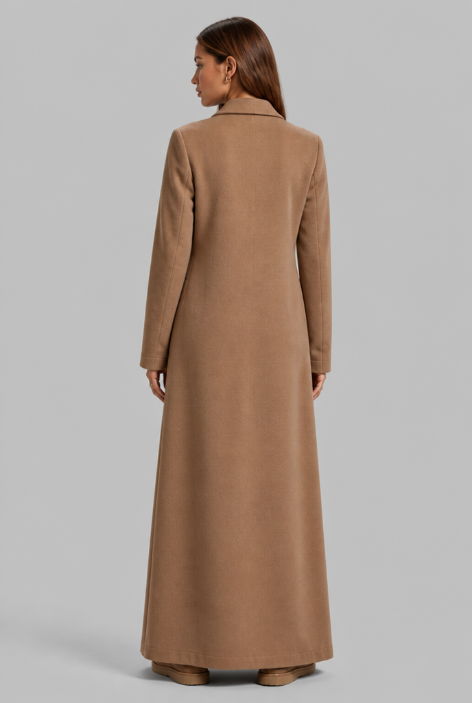 Longline Double-Breasted Wool-Look Coat