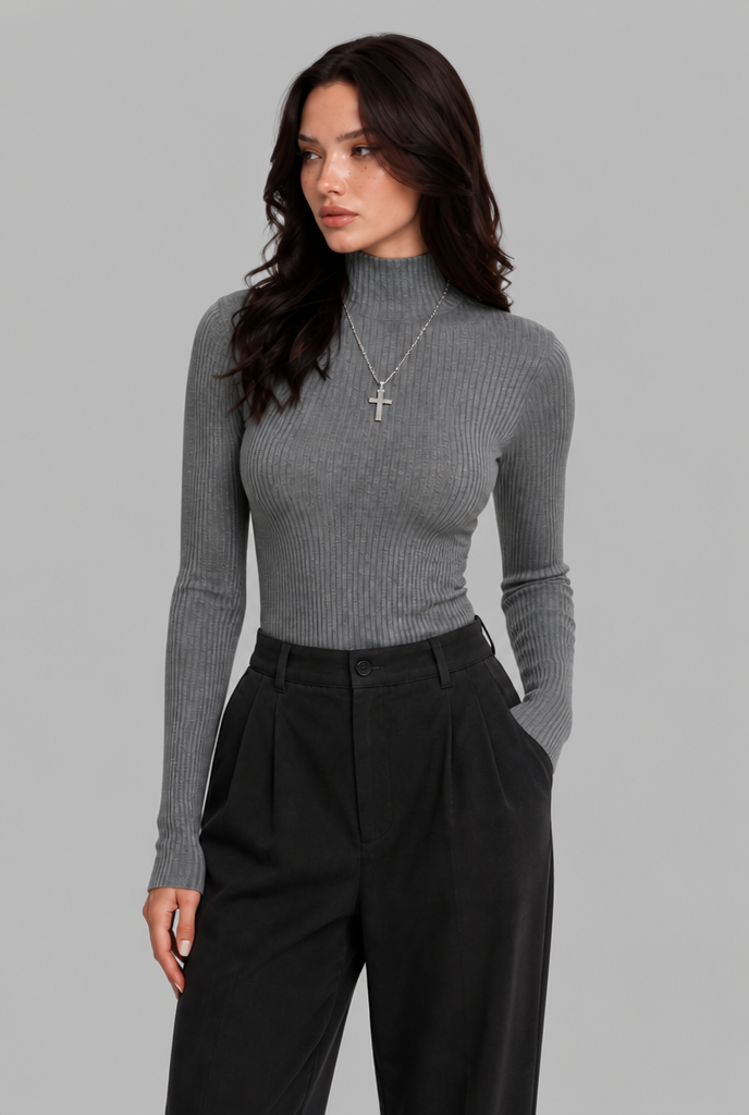 Ribbed Turtleneck Top