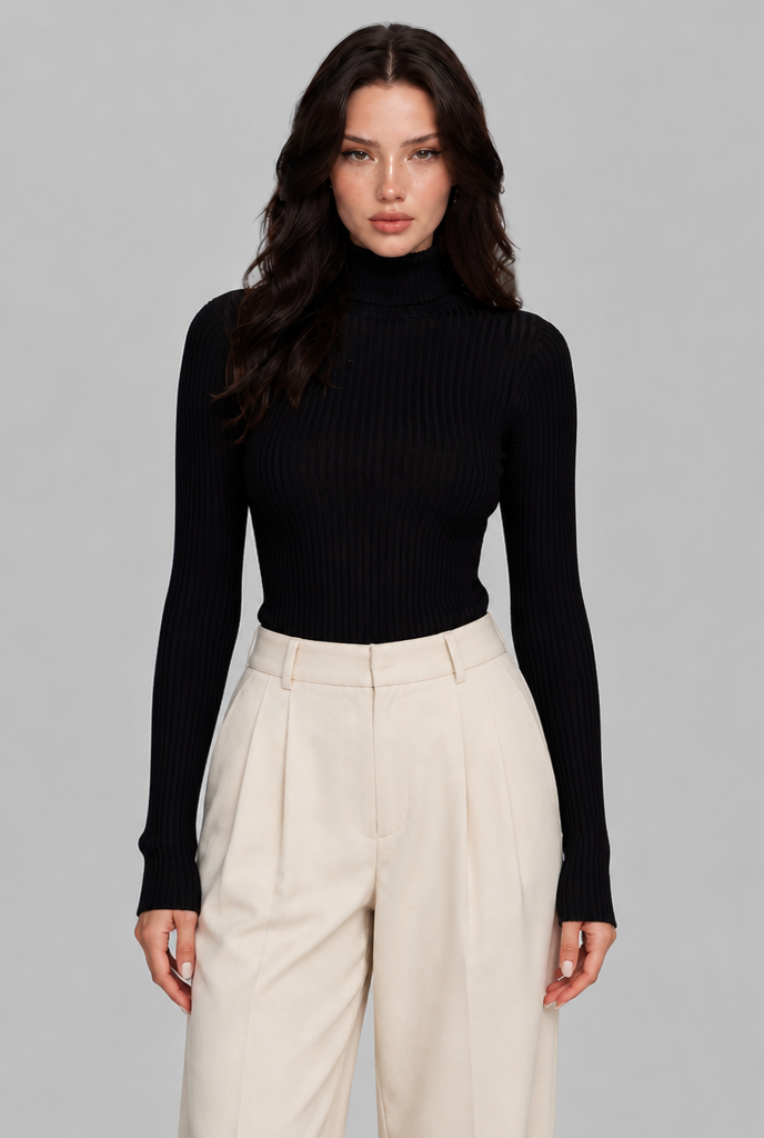 Ribbed Turtleneck Top
