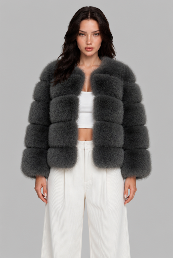 Tiered Faux Fur Jacket