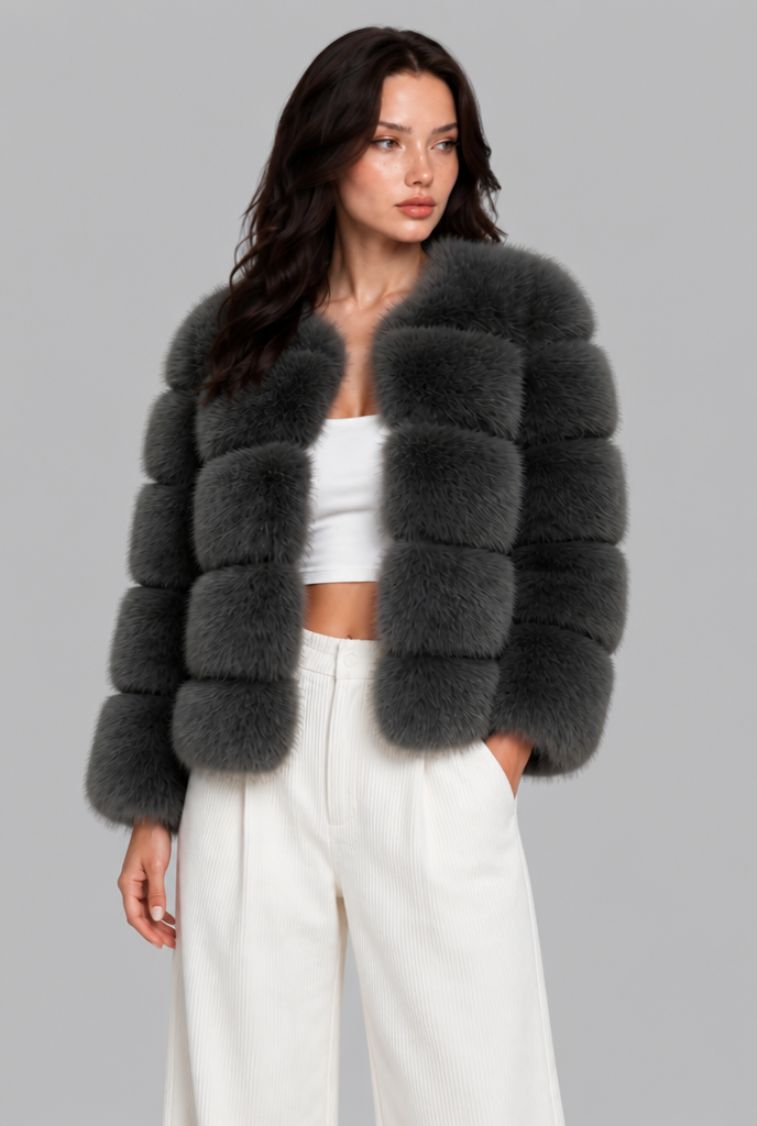 Tiered Faux Fur Jacket