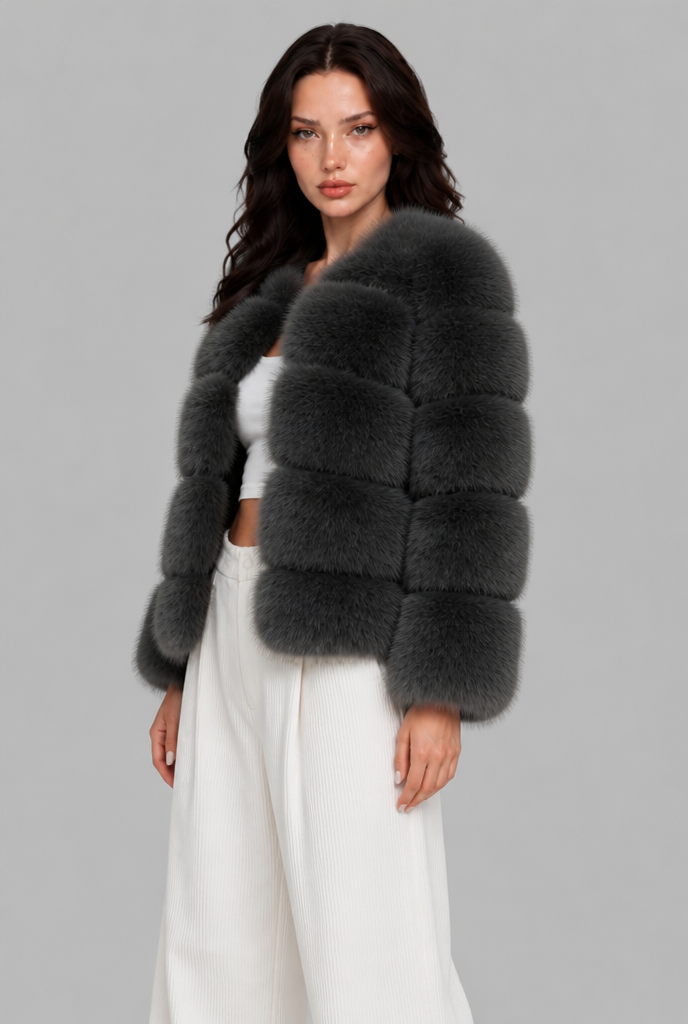 Tiered Faux Fur Jacket