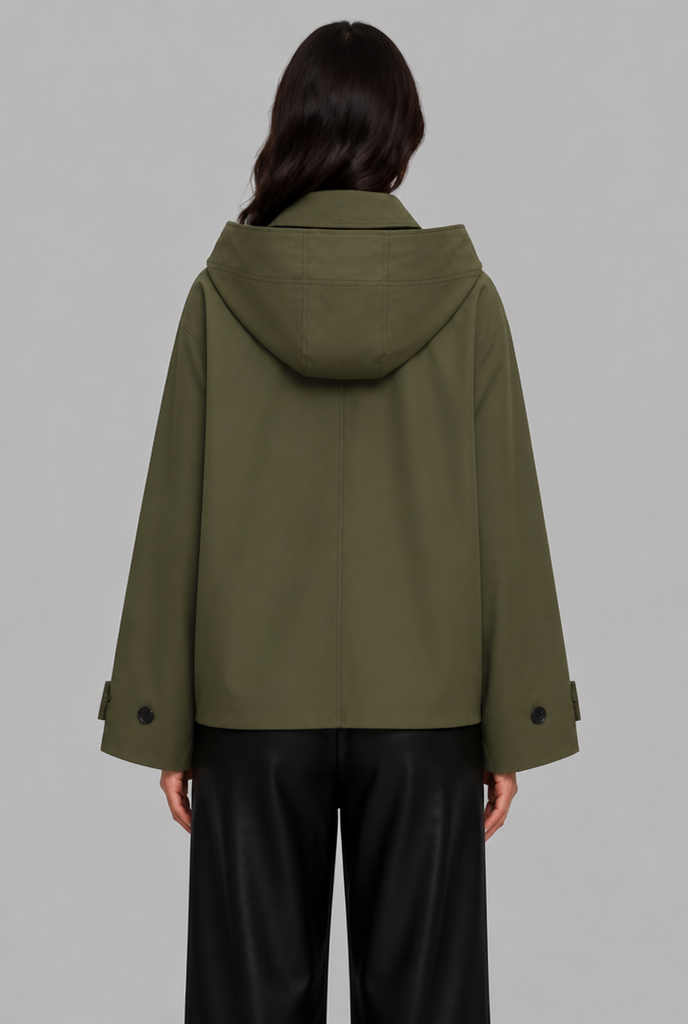Short Trench Coat with Hood