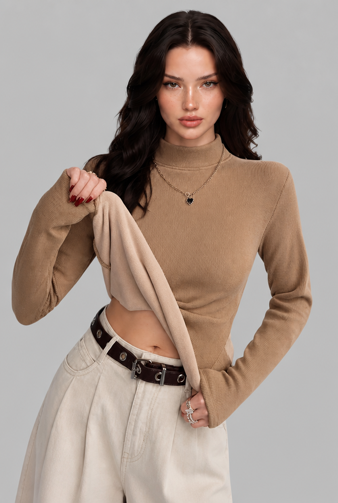 Thermal Ribbed Turtleneck Top