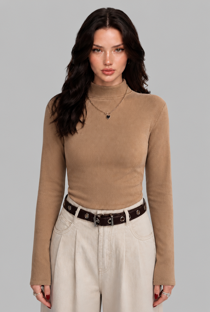 Thermal Ribbed Turtleneck Top