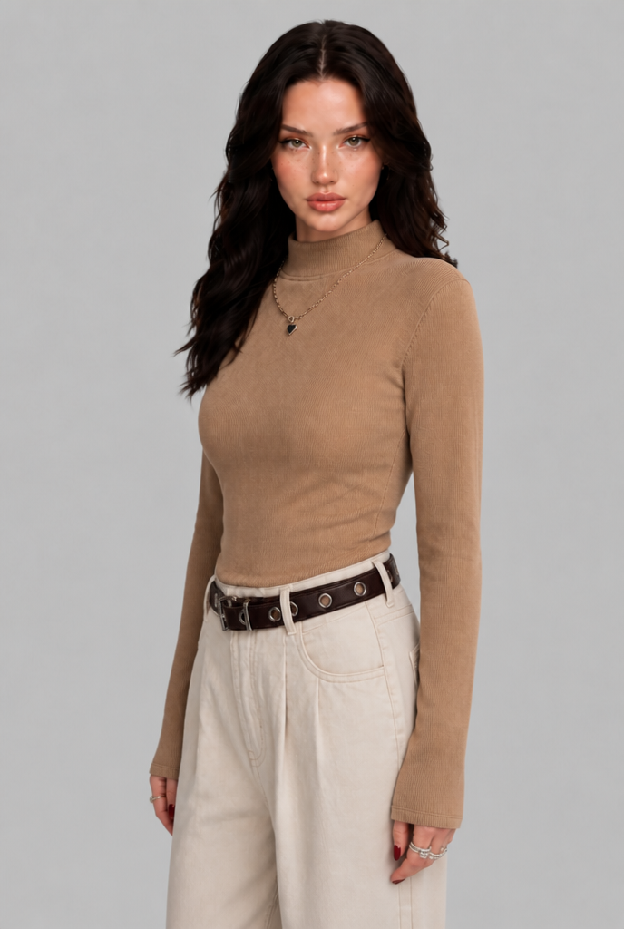 Thermal Ribbed Turtleneck Top