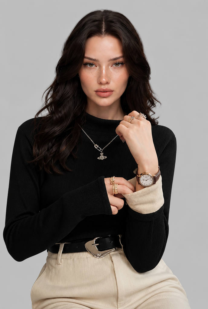 Thermal Ribbed Turtleneck Top