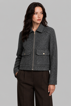 Cropped Wool-Look Jacket with Flap Pockets