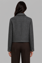 Cropped Wool-Look Jacket with Flap Pockets