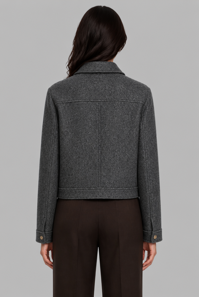 Cropped Wool-Look Jacket with Flap Pockets