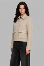 Cropped Wool-Look Jacket with Flap Pockets