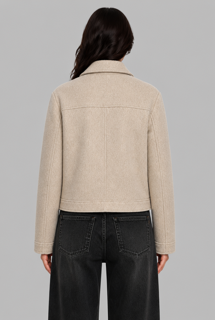 Cropped Wool-Look Jacket with Flap Pockets