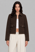 Cropped Wool-Look Jacket with Flap Pockets