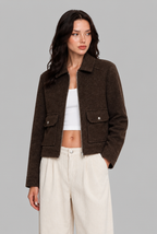 Cropped Wool-Look Jacket with Flap Pockets