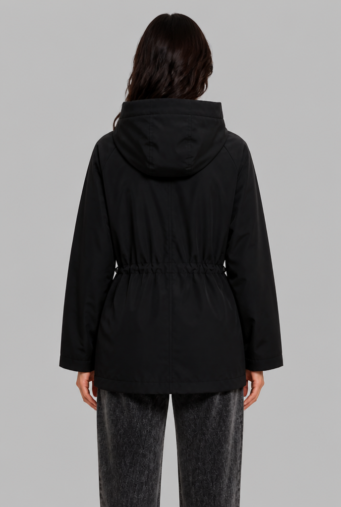 Hooded Drawstring Waist Anorak Jacket