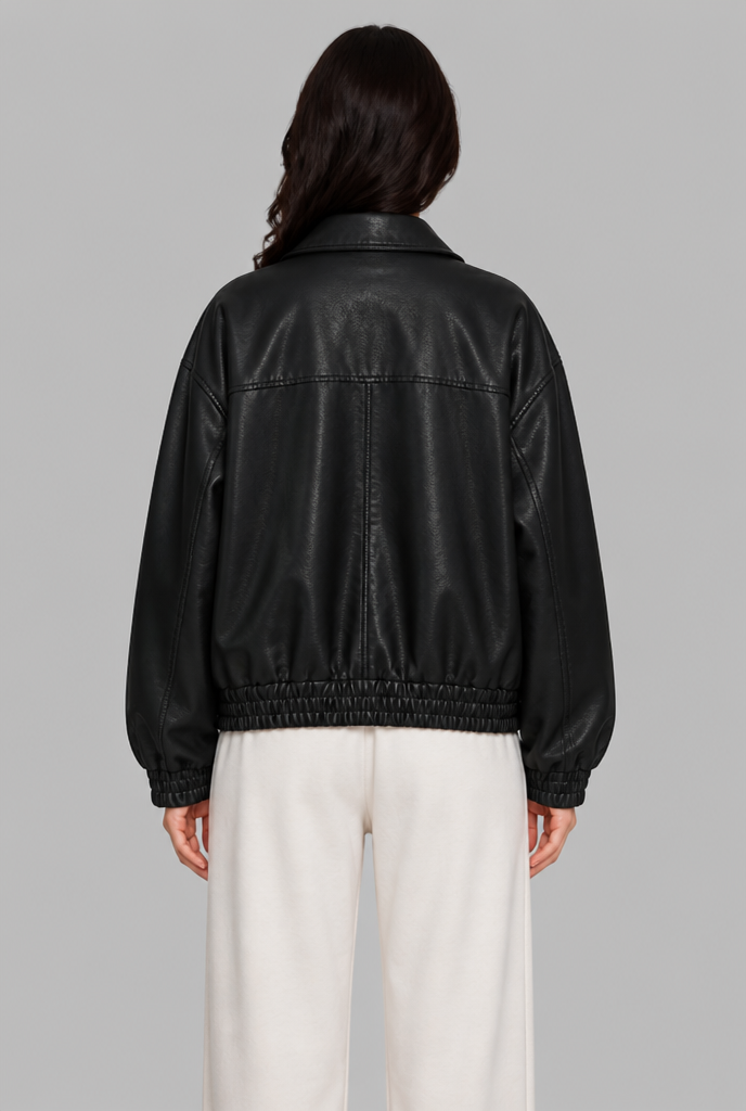 Faux Leather Bomber Jacket
