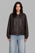 Faux Leather Bomber Jacket
