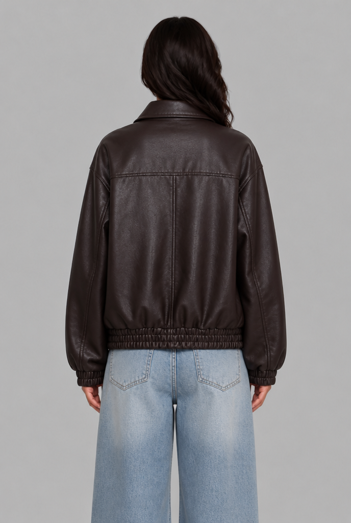 Faux Leather Bomber Jacket