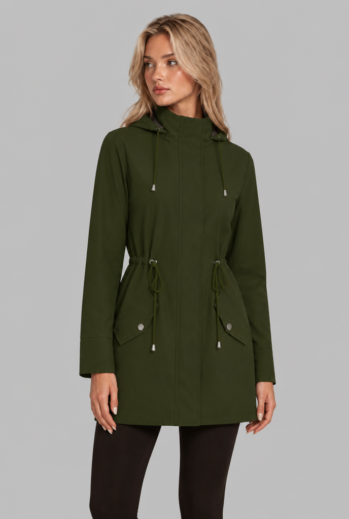 Rain Jacket with Drawstring Hood
