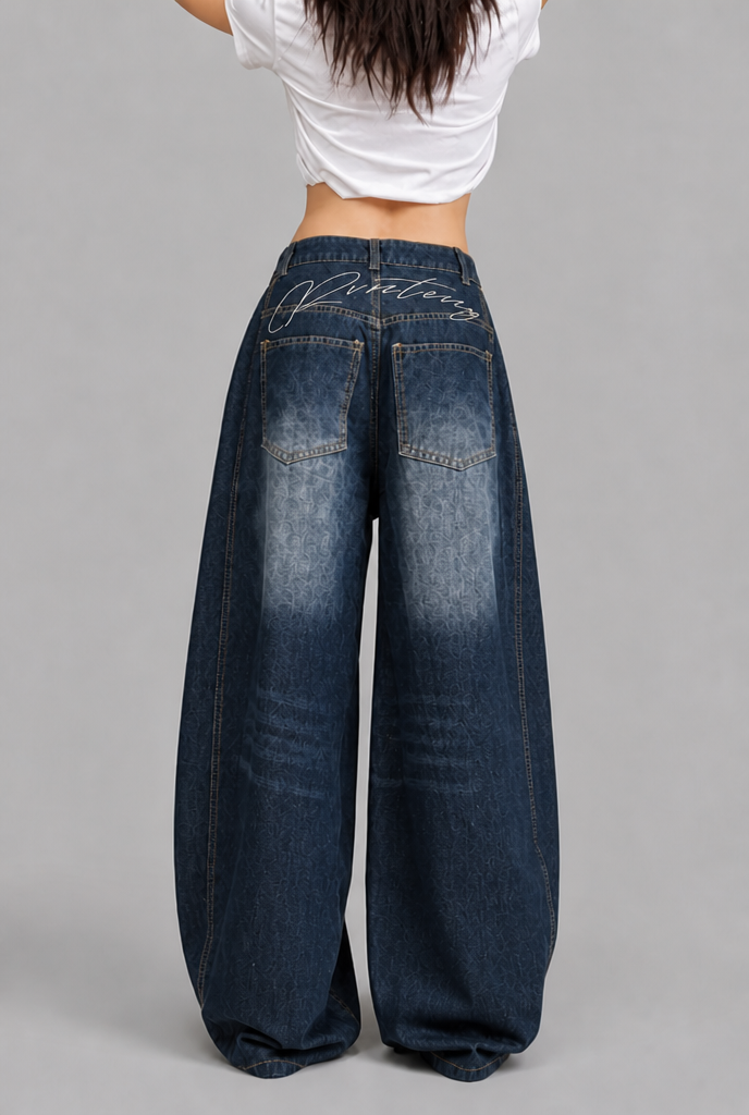 Wide Leg Jeans with Embroidered Back Pocket