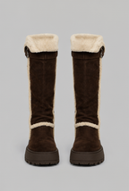 Platform Knee High Boots with Faux Shearling Cuff