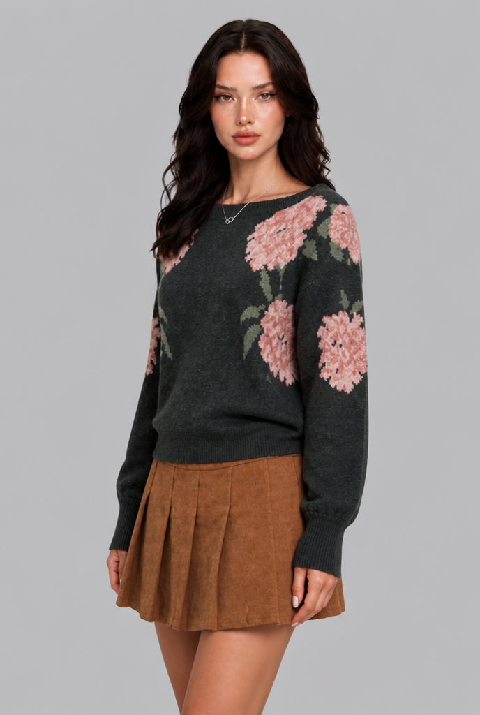 Floral Jumper with Balloon Sleeves
