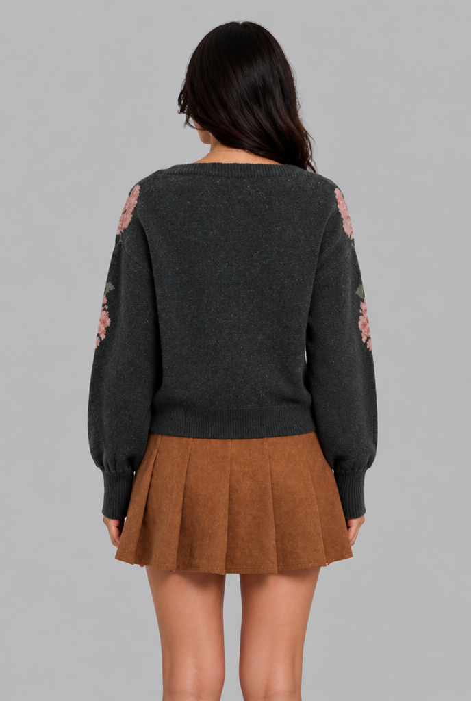 Floral Jumper with Balloon Sleeves