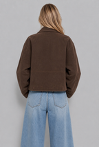 Brown cropped suede jacket back